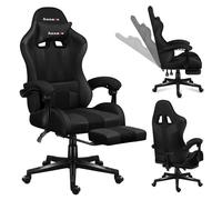 Huzaro Force 4.7 | Chaise de jeu chaise de bureau chaise d'ordinateur PC Chair | 90-140° angle d'inclinaison appui-tête coussin lombaire tissu repose-pieds | Noir
