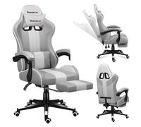 Huzaro Force 4.7 | Chaise de jeu chaise de bureau chaise d'ordinateur PC Chair | 90-140° angle d'inclinaison appui-tête coussin lombaire tissu repose-pieds | Blanc
