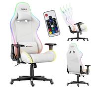 Huzaro Force 6.2 | éclairage LED RVB chaise de jeu chaise de bureau chaise de bureau gamer appui-tête appui lombaire | peut supporter jusqu'à 130 kg | blanc