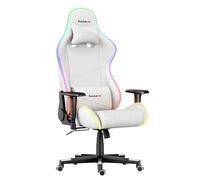 huzaro Force 6.2 RVB | Eclairage LED | Chaise Bureau Gaming | Tissu Carbone | Jusqu'à 130 kg | Réglable en Hauteur | Appuie tête | Design Ergonomique | Blanc