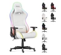 huzaro Force 6.2 RVB | Eclairage LED | Chaise Bureau Gaming | Tissu Carbone | Jusqu'à 130 kg | Réglable en Hauteur | Appuie tête | Design Ergonomique | Blanc