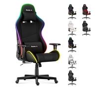 Chaise gaming HUZARO FORCE 6.2 Tissu LED RVB, Chaise Bureau, Pc Gaming, Ergonomique, Coussin Lombaire Têtière, Réglable, Pivotant