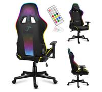Huzaro Force 6.3 RGB Mesh | Eclairage LED Chaise de bureau Gaming | 130 kg de charge | Appuie-tête Coussin lombaire Dossier Réglable | Noir