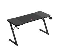 Huzaro Bureau gaming Hero 3.3 – 140×60 cm, plateau imitation carbone, tapis XXL, passe-câbles, noir