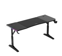 huzaro Hero 4.6 RVB Bureau Gaming réglable en Hauteur, 160x60 cm avec Surface Carbone, Gestion des câbles, Support Boisson & Casque, Bureau PC pour Maison ou Bureau, Noir