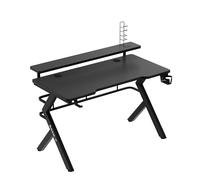 huzaro Hero 5.0 Bureau Gaming d'ordinateur | 120cm x 60cm | Plateau avec revêtement Carbone | Crochet Casque et Porte gobelet | Design Ergonomique | PC Gamer Setup | Home Office | Couleur Noir