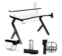 huzaro Hero 5.0 | bureau gaming table d'ordinateur table de bureau | bureau gamer | support d'écran plateau carbone | 120 x 60 | blanc