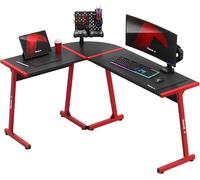 Bureau gaming HUZARO HERO 6.0 Rouge Noir, Bureau d'angle, 147×112cm, PC Gaming, Informatique, Bureau PC, Ergonomique, Carbon