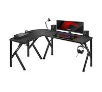 Bureau gaming HUZARO HERO 6.3 Noir, Bureau d'angle, 147×112cm, PC Gaming, Informatique, Bureau PC, Ergonomique, Carbon