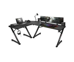 huzaro Hero 7.0, Bureau d'angle, Forme de L, Poste Gamer Plateau en Carbone | Montage Droite et Gauche, 154 x 117cm, Design Ergonomique, Construction Solide, Pietement en Z, Noir