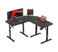 huzaro Hero 7.3, Bureau Gaming d’Angle réglable 56-79 cm, Plateau 140×80 cm Effet Carbone, Charge 100 kg, Structure Acier Stable, Supports Casque et Boisson intégrés, Noir