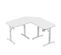huzaro Hero 7.3, Bureau Gaming d’Angle réglable 56-79 cm, Plateau 140×80 cm Effet Carbone, Charge 100 kg, Structure Acier Stable, Supports Casque et Boisson intégrés, Blanc