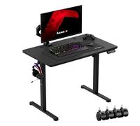 huzaro Hero 7.8 Bureau Gaming Assis Debout - Bureau Réglable en Hauteur Électrique 100x60 cm - Table Informatique avec Panneau LED, Fonction Mémoire, roulettes et Support Casque - Noir