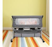 huzhou 3 en 1 Lit Bébé,lit cododo Bebe,Mobile, Fonction de Rangement, avec Une moustiq,Berceau pour bébé avec roulettes, 4 roulettes Pivotantes, Lit Cododo bébé avec Matelas Charge 10 kg