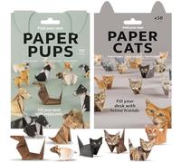 HUZNA 100 Feuilles Kit d'Origami pour Chats et Chiots en Papier DIY,3D Chat et Chiens Origamis Papier Artisanat Ensemble,Pliez vos Propres en Origami,Papier Pliable Créatif pour Enfants et Adultes