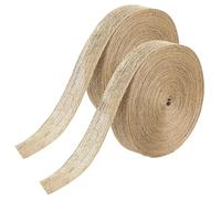 HUZNA 2 Rouleaux Ruban de Jute Naturel 1.5cm x 10M,Toile de Jute Vintage,Rustique,Souple Vintage Hessian Roll,pour Emballages Cadeaux, Décorations de Mariage