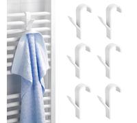 HUZNA 6 Pcs Crochet Radiateur Rond,Crochet Radiateur Sèche Serviette,Crochets pour Radiateur de Salle de Bain,pour Cuisine et Jardin, Économie d'Espace,Blanc