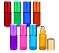 HUZNA Lot de 8 Roll On Huile Essentielle Vide Bouteil 5 ML,Verre Flacon Roller Rechargeable,Avec Rouleau en Acier Inoxydable,pour Parfums, Aromathérapie,Voyage,Mélanger les Huiles Essentielles