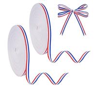 HUZNA Ruban Satin Bleu Blanc Rouge Tricolore,2 Bobines 50m*10mm de Ruban Tricolore,Ruban Bobine Décorative,pour l'Artisanat,Médaille,Décoration DIY, Emballage Cadeau, Mariage, Fête Nationale