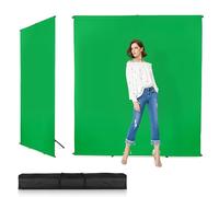 Huzofexo Kit de toile de fond d'écran vert avec support, 2 x 2 m réglable et stable pour studio photo, vidéo vidéo, portrait de produit, streaming, jeu