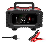Huzoomtoyz Chargeur de batterie de voiture 20 A, 12 V, 24 V, intelligent, avec 9 niveaux de charge, écran LCD, pour voiture, camion, moto, bateau, compatible avec batteries plomb-acide AGM EFB LiFePO4