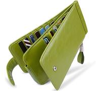 Huztencor Portefeuille en Cuir pour Femme avec Porte-Cartes de crédit et Blocage RFID - Vert - Large