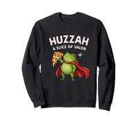 Huzzah A Slice of Valor Frog Knight Pizza Gamer Sweatshirt