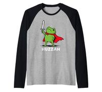 Huzzah Frog Knight Épée drôle Médiévale Fantasy Meme Manche Raglan