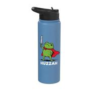 Huzzah Frog Knight Épée drôle Médiévale Fantasy Meme Stainless Steel Insulated Water Bottle