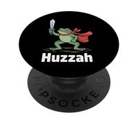Huzzah Grenouille Chevalier Fantaisie Épée Médiévale Meme PopSockets PopGrip Adhésif