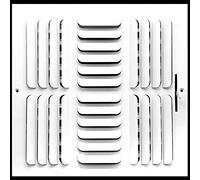 HVAC Premium Diffuseur d'air à lame incurvée horizontale à 3 voies de 25,4 x 25,4 cm (l x H) - Couvercle de conduit d'aération - Registre de grille - Paroi latérale ou plafond - Débit d'air élevé -