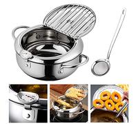 Hvanam Deep Fryer Pot With Oil Drop Tray Basket And Oil Thermometer Japanese-Style Tempura Small Mini Fryers, For The Home...