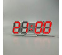 HVBIHRJIP 3D LED Digital Desktop Alarm Clock,Wall 9.5 inch Wall Desk Timer Brightness Adjustable with Snooze Function, Night Light Clock Date,Temperature Display,Black Frame Orange Light(Green)