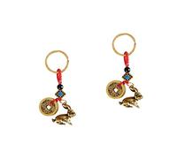 HVBIHRJIP 3pcs Année Keychain Pendant Zodiac Decor pour sacs et clés en cuivre unique Coprothing Positive Energy Accessoire pour les célébrations de l'année