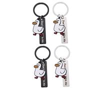 HVBIHRJIP 4 PCS Key Chain Girl Baby Gifts Mom Keychain Kids Chains Key Chains Mini Duck Decor Purse Keychain Duck Keychain en acier inoxydable en acier inoxydable Anneaux de canard Modèles Animal