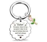 HVBIHRJIP Keychain élégant de l'amitié avec des femmes de fleur en acier inoxydable floral à floral complexe.