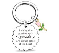 HVBIHRJIP Keychain élégant de l'amitié avec des femmes de fleur en acier inoxydable floral à floral complexe.