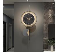 HVBIHRJIP Modern Wall Clock for Living Room,Large Black Decorative with Lightative Silent Battery Operated Metal Art Entryway/Bedroom/Office