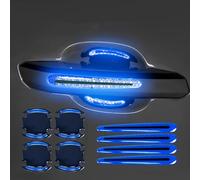 HVCRJY 8 Pcs Film Protecteur pour Poignée de Porte pour Renault Zoe BFM I 2012-2024, Anti-Rayures Réfléchissante Autocollant Fibre de Carbone pour Poignées de Porte,Blue