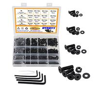 HVDHYY 1065pcs Vis M2 M3 M4 M5 Noir Vis a Tête Cylindrique en Acier Au Carbone Vis Mécaniques Écrous Rondelles Kit D'assortiment Tête Ronde avec Boîte de Rangementpour Les Bricoleurs Professionnels
