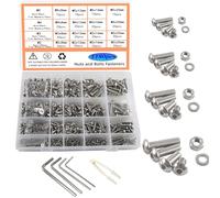 HVDHYY 1180pcs M2 M3 M4 M5 Vis a Tête Cylindrique Six Pans Creux A2-70 Vis a Métaux a Tête Hexagonale En Acier Inoxydable Écrous Rondelles Assortiment de Boutons a Six Pans Creux Avec Boîte Rangement