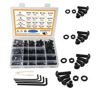 HVDHYY 1185pcs M2 M3 M4 M5 Jeu de Boulons en Acier au Carbone Jeu de Vis Mécaniques Noires Vis Ecrous et Rondelles Assortiment Kit Tête Ronde avec Boîte de Rangement …