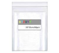 HVDHYY 200mmX300mm Sachets Plastique Transparents Refermables Grand Sac De À Fermeture Épaissir 160µm Sac Scellé, Sac De Rangement, Convient Pour Le Stockage De Vêtements Et De Collations 80pcs