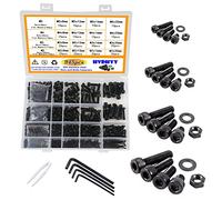 HVDHYY 945pcs 12,9 Vis Cylindrique à Six Pans Noir M2 M3 M4 M5 Kit Assortiment écrous Rondelles Entièrement Filetée Boulons en Acier au Carbone Avec Boîte Rangement pour Bricoleurs et Professionnels