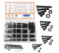HVDHYY Boulons et Écrous Jeu de en Acier au Carbone M3 M4 M5 M6 Vis Mécaniques Noires Vis Écrous et Rondelles Assortiment Kit Tête Ronde avec Boîte de Rangement Livré Avec 4 Clés 500pcs