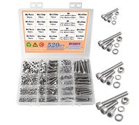 HVDHYY Boulons Vis a Tête Cylindrique Six Pans Creux M3 M4 M5 M6 Vis A2-70 vis Mécaniques a Tête Hexagonale en Acier Inoxydable Boîte de Rangement Réutilisable 520pcs