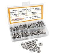 HVDHYY Lot de 200 vis M4 à six pans creux en acier inoxydable 304 - Vis à tête hexagonale mécanique et écrous