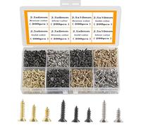 HVDHYY M2.5 Petites Vis Autoforeuse Vis à Bois Metal Cruciformes à Tête Plate Multi-Usages Bricolage Miniature Vis Set Gold Silver Bronze 1600pcs