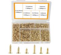 HVDHYY M2/M2.5 Petites Vis Autoforeuse Vis à Bois Metal Cruciformes à Tête Plate Multi-Usages Bricolage Miniature Vis Set Golden 1200pcs