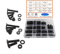 HVDHYY M5 M6 M5 M8 Boulons et Écrous Noir Vis a Tête Cylindrique en Acier Au Carbone Vis Mécaniques Écrous Rondelles Kit D'assortiment Tête Ronde avec Boîte de Rangement Livré Avec 300 Clés 310pcs